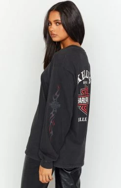 Beginning Boutique Vintage New Vintage Harley-Davidson Kelly's Black Sweater