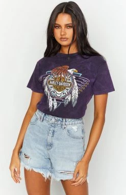 Beginning Boutique Vintage New Vintage Harley-Davidson Purple Tee