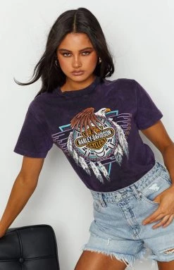 Beginning Boutique Vintage New Vintage Harley-Davidson Purple Tee