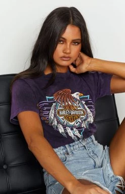 Beginning Boutique Vintage New Vintage Harley-Davidson Purple Tee