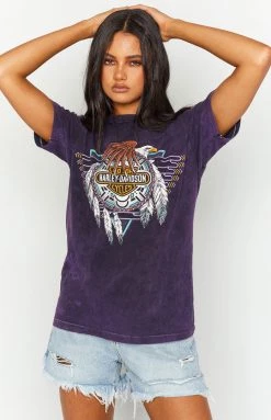 Beginning Boutique Vintage New Vintage Harley-Davidson Purple Tee