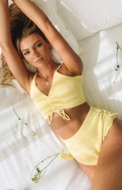 Beginning Boutique Bottoms Vow To Fluffy Shorts Yellow