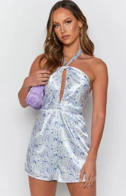 BB Exclusive Watermelon Sugar Playsuit Blue Print Mini Dresses