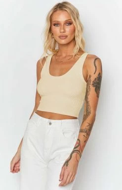 BB Exclusive West Coast Rib Tank Top Cream Tops