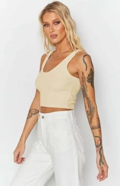 BB Exclusive West Coast Rib Tank Top Cream Tops
