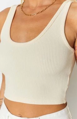 BB Exclusive West Coast Rib Tank Top Cream Tops