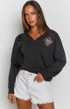 Thrills C&C Wings Merch Fit Henly LS Tee - Vintage Black Tops