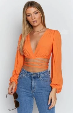 Beginning Boutique Nikki Tie Up Top Orange