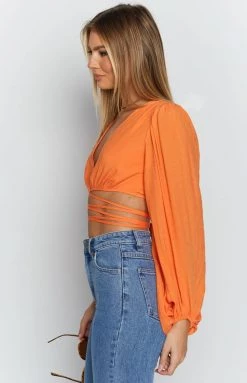 Beginning Boutique Nikki Tie Up Top Orange