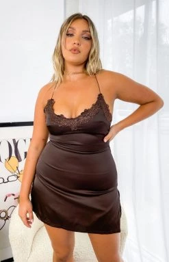 BB Exclusive Wheatley Brown Mini Dress Dresses