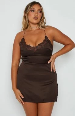 BB Exclusive Wheatley Brown Mini Dress Dresses