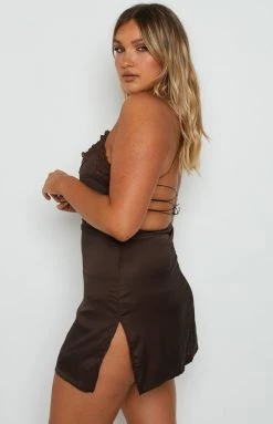 BB Exclusive Wheatley Brown Mini Dress Dresses