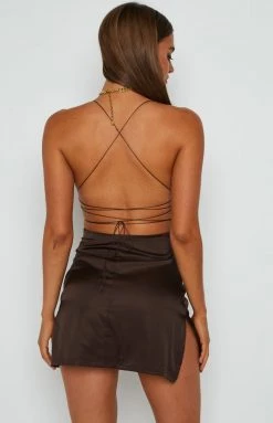 BB Exclusive Wheatley Brown Mini Dress Dresses