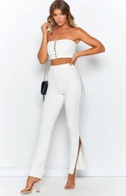 The Edit Bottoms Push My Buttons Pants White