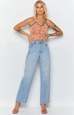 Beginning Boutique Tops White Blossom Crop Top Orange