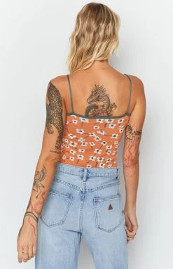 Beginning Boutique Tops White Blossom Crop Top Orange
