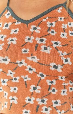 Beginning Boutique Tops White Blossom Crop Top Orange