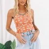 Beginning Boutique Tops White Blossom Crop Top Orange