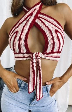 BB Exclusive Whitsundays Crop Top Wine Tops