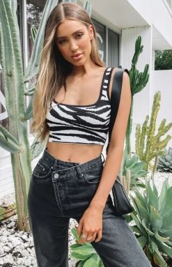 Beginning Boutique Wild Safari Crop Top Zebra