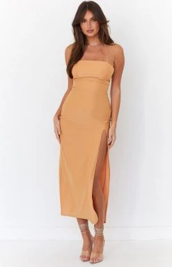 BB Exclusive New Willow Orange Midi Dress