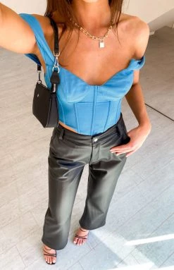 Beginning Boutique Polly Bustier Top Blue
