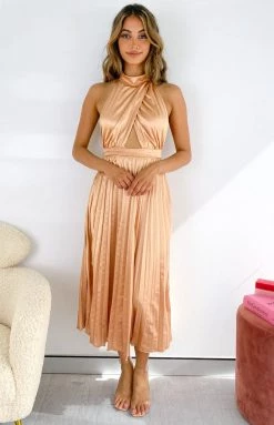 Beginning Boutique Dresses Wistful Gold Midi Dress