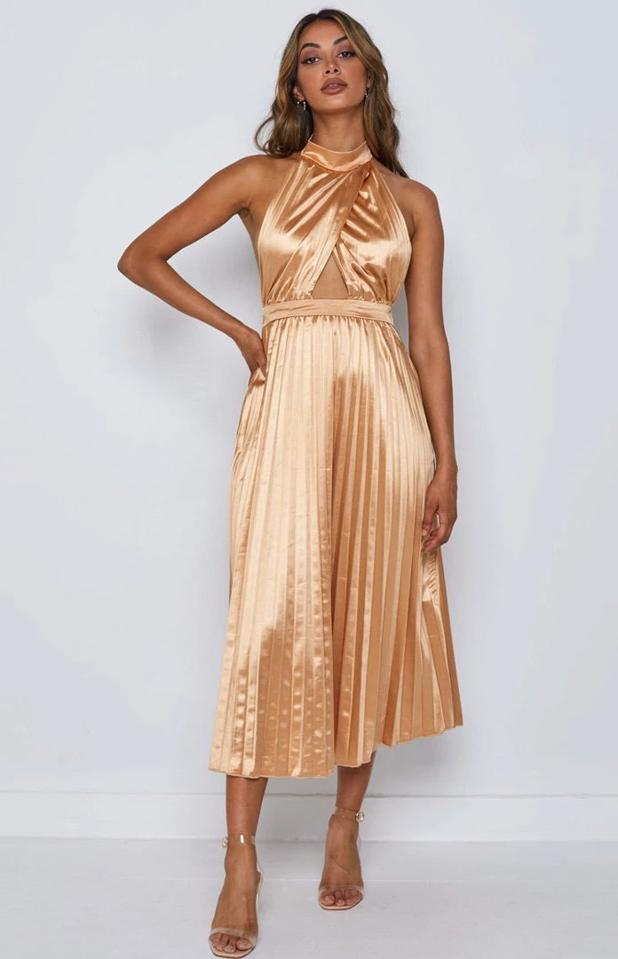 Beginning Boutique Dresses Wistful Gold Midi Dress 3 Beginning Boutique Dresses Wistful Gold Midi Dress