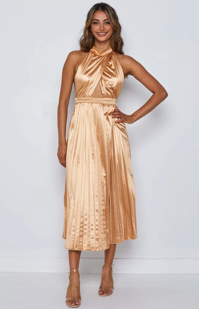 Beginning Boutique Dresses Wistful Gold Midi Dress 4 Beginning Boutique Dresses Wistful Gold Midi Dress