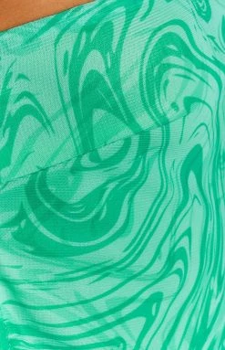 BB Exclusive Wynter Green Print Strapless Top Tops