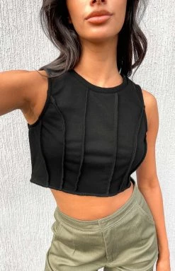 BB Exclusive New Xandra Black Crop Tank Top