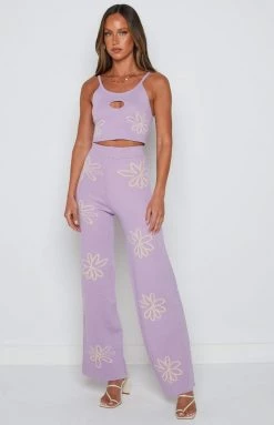 Beginning Boutique Bottoms Yancey Purple Printed Pants