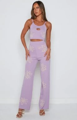 Beginning Boutique Bottoms Yancey Purple Printed Pants