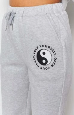 BB Exclusive Yin Yang Track Pants Grey Marle Bottoms
