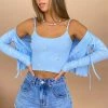 Beginning Boutique Young Hearts Ribbed Tie Top And Cami Set Blue