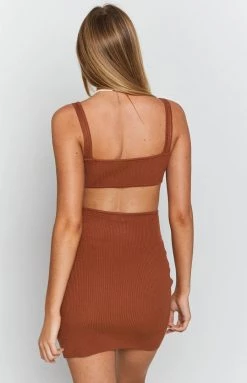 Beginning Boutique Young Love Cut Out Mini Dress Rust Dresses