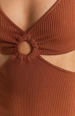 Beginning Boutique Young Love Cut Out Mini Dress Rust Dresses