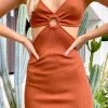 Beginning Boutique Young Love Cut Out Mini Dress Rust Dresses