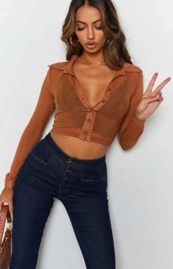 BB Exclusive Tops Zahara Mesh Shirt Brown