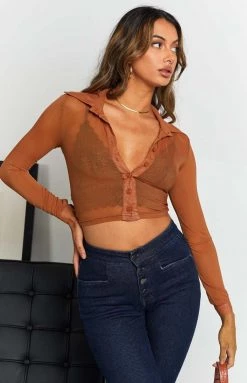 BB Exclusive Tops Zahara Mesh Shirt Brown