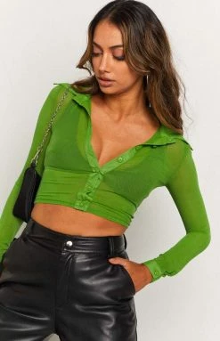 BB Exclusive Zahara Mesh Shirt Green Tops