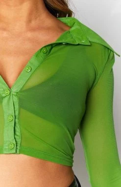 BB Exclusive Zahara Mesh Shirt Green Tops
