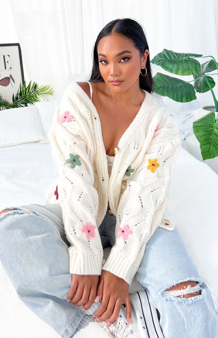 Beginning Boutique Zanetti Cream Flower Cardigan 7 Beginning Boutique Zanetti Cream Flower Cardigan