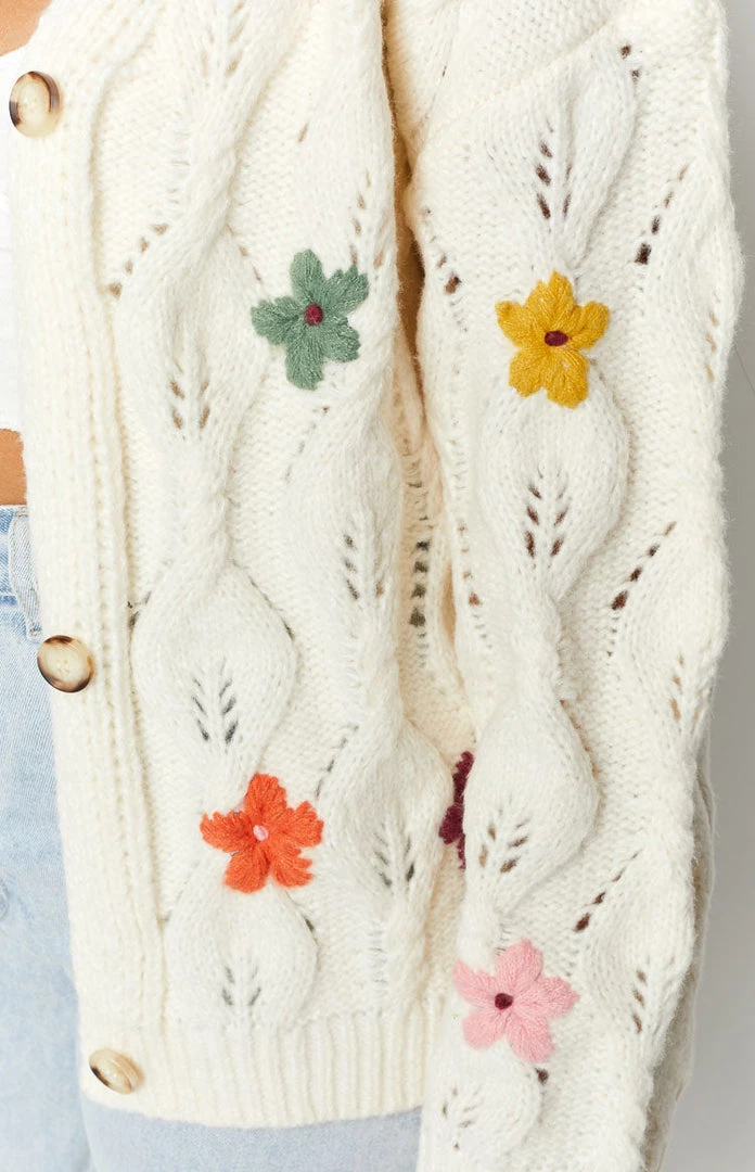 Beginning Boutique Zanetti Cream Flower Cardigan 6 Beginning Boutique Zanetti Cream Flower Cardigan