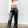 Beginning Boutique Zarah Black PU Pants Bottoms