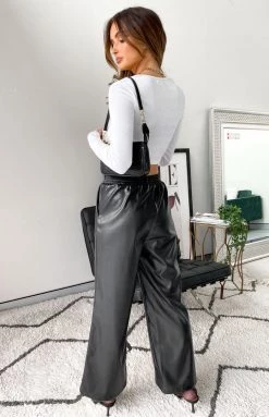 Beginning Boutique Zarah Black PU Pants Bottoms