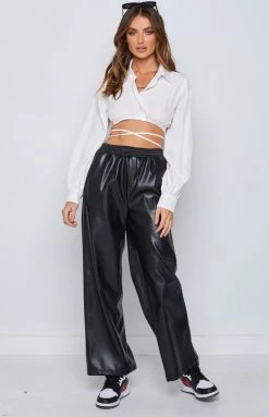 Beginning Boutique Zarah Black PU Pants Bottoms