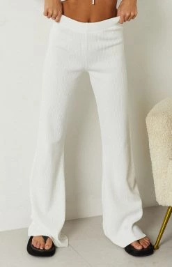 BB Exclusive Zaylee White Knit Pants Bottoms