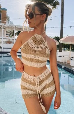 9.0 Swim 9.0 Zola Crochet Shorts Stripe Bottoms