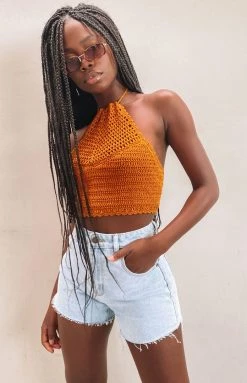 BB Exclusive Zola Crochet Top Mustard Tops